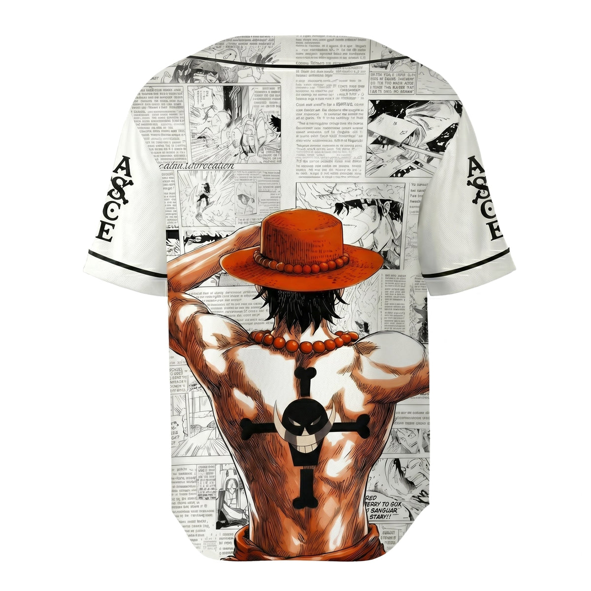 White Orange-Black Authentic Baseball Jersey — Anime Pirate Inspired Button Up Jersey — Manga Fan Co - Custom Fan Apparel Image 4