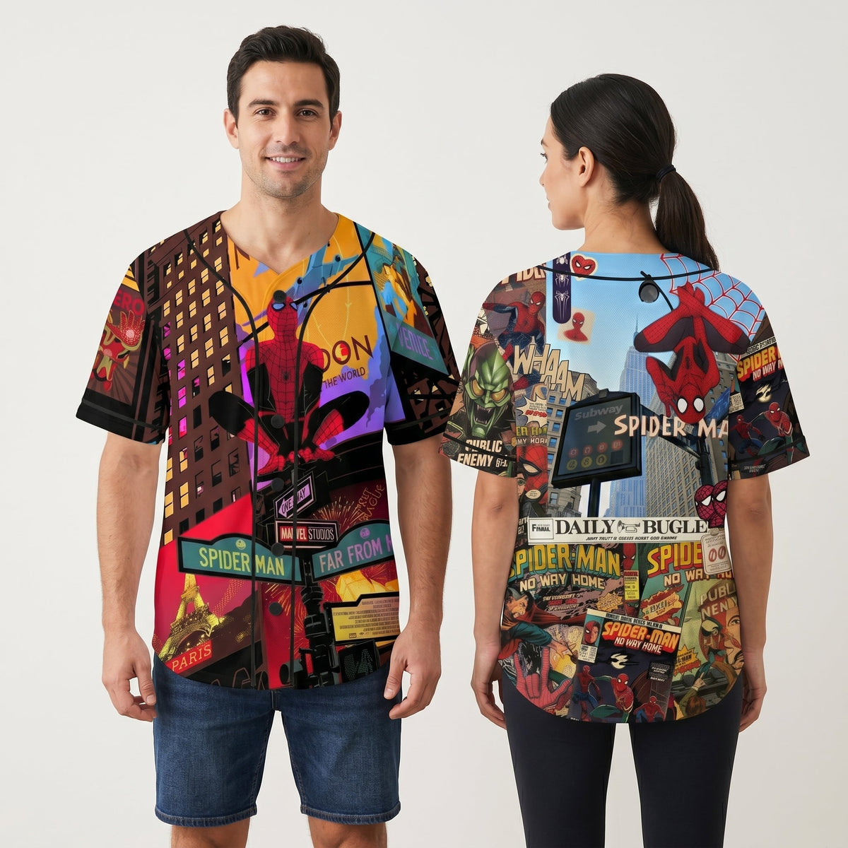 Custom Comic Web Hero Inspired Button Up Jersey - Custom Fan Apparel Image 8