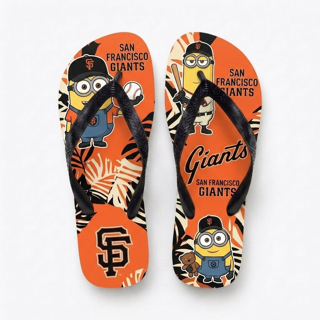 Cartoon Yellow Character Baseball Flip Flops — Sport Fan Sandals | 30 Teams Available