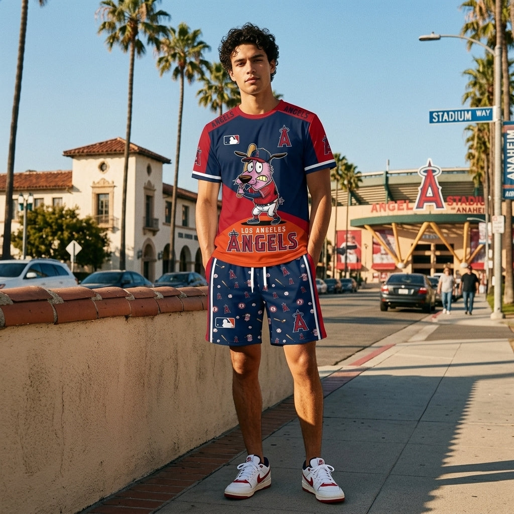 Sport Fan Set T-Shirt + Shorts — Cartoon Dog Baseball Inspired Outfit | All 30 Teams Available