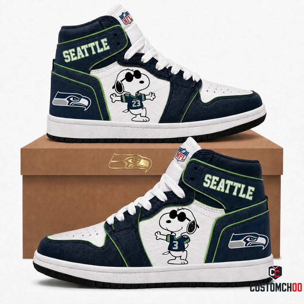 Seattle Seahawks - Snoopy NFL 32-Team Fan Sneakers | All 32 Football Teams Available