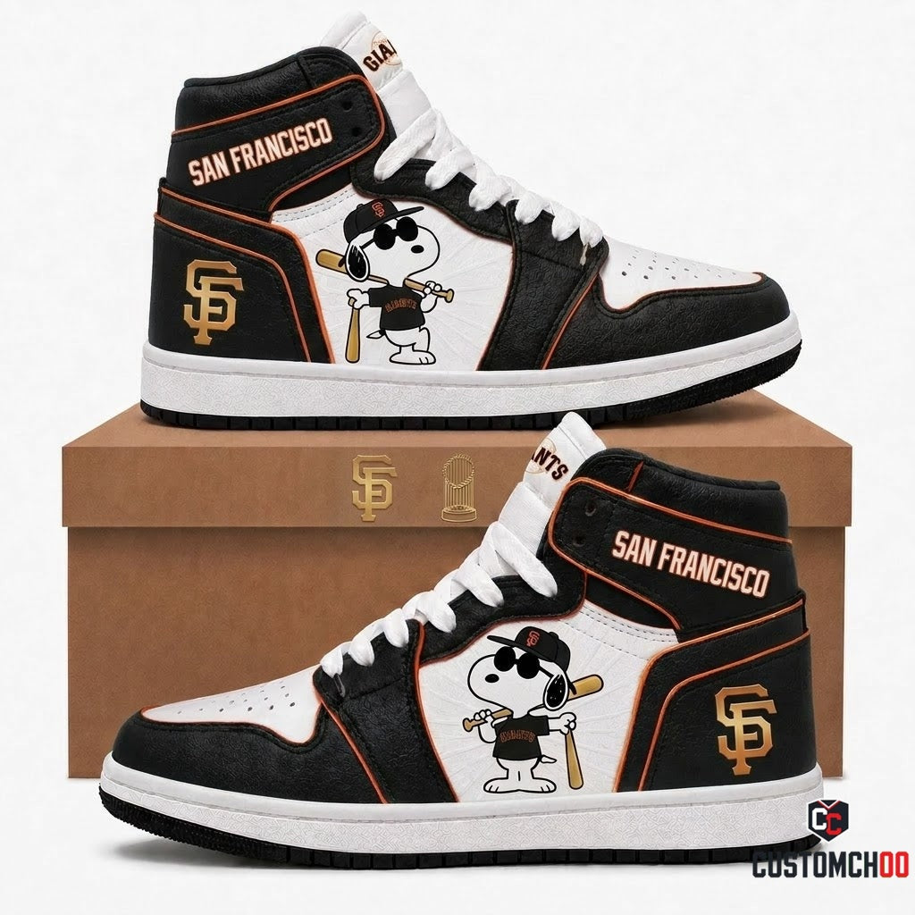 San Francisco Giants - Snoopy MLB 30-Team Fan Canvas High Top Sneakers (Snoopy baseball fan canvas high top sneakers)