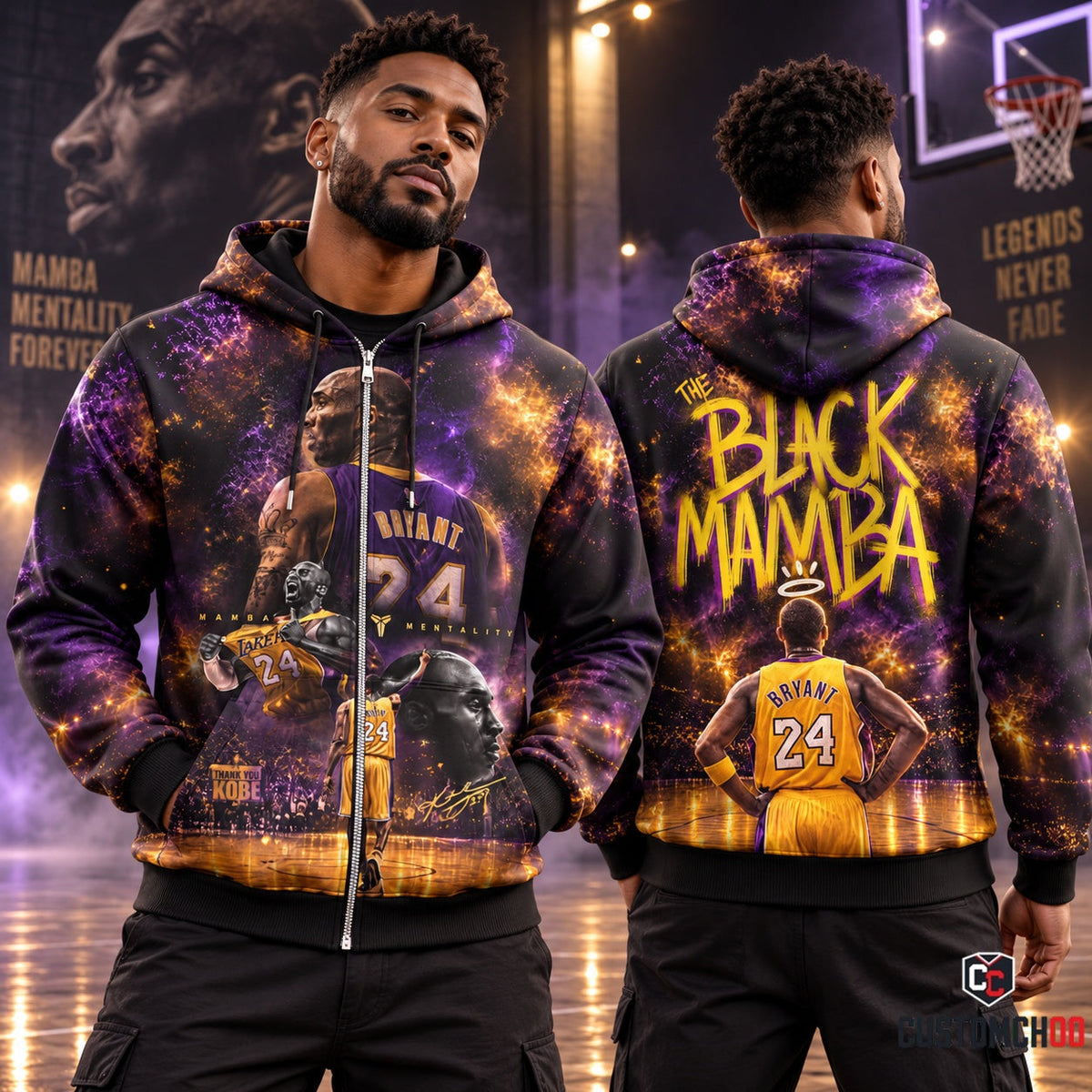 Limited Edition Black Mamba 24 Tribute Graphic Apparel — Hoodie, Zip Hoodie, Sweatshirt, Polo & T-Shirt