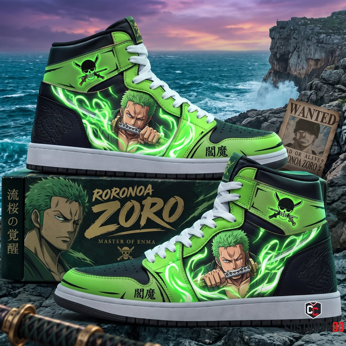 Limited Edition Zoro Fan Shoes — Anime High Top Sneaker Gift