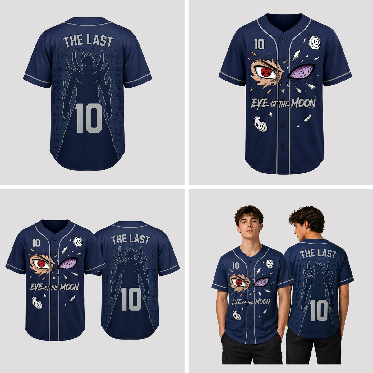 Custom Moon Eye Ninja Baseball Jersey, Personalized Name Number Dark Anime Inspired Shirt - Custom Fan Apparel Image 2