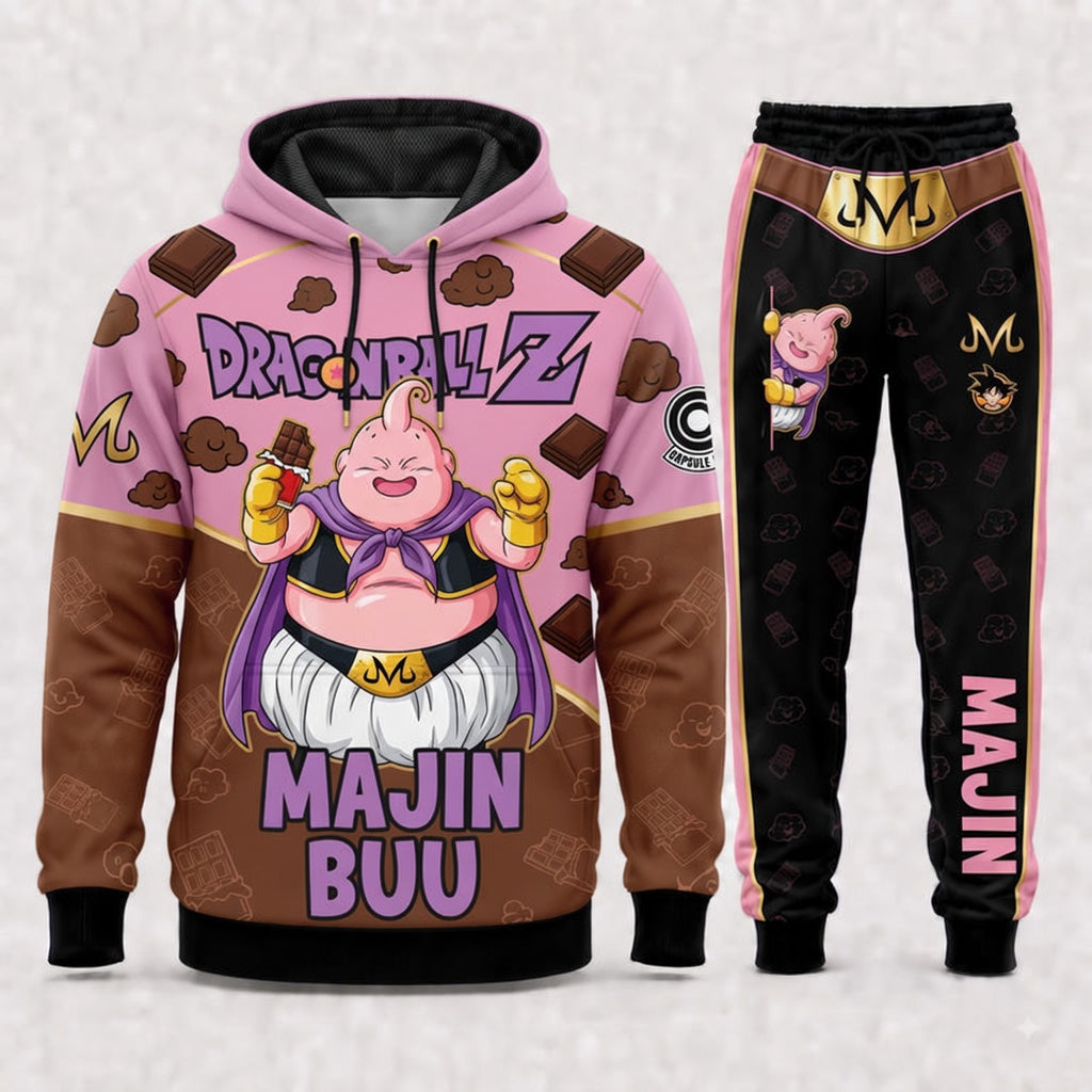 Majin Buu Hoodie & Sweatpants Tracksuit Set — Dragon Ball Z Inspired - Custom Fan Apparel Image 2