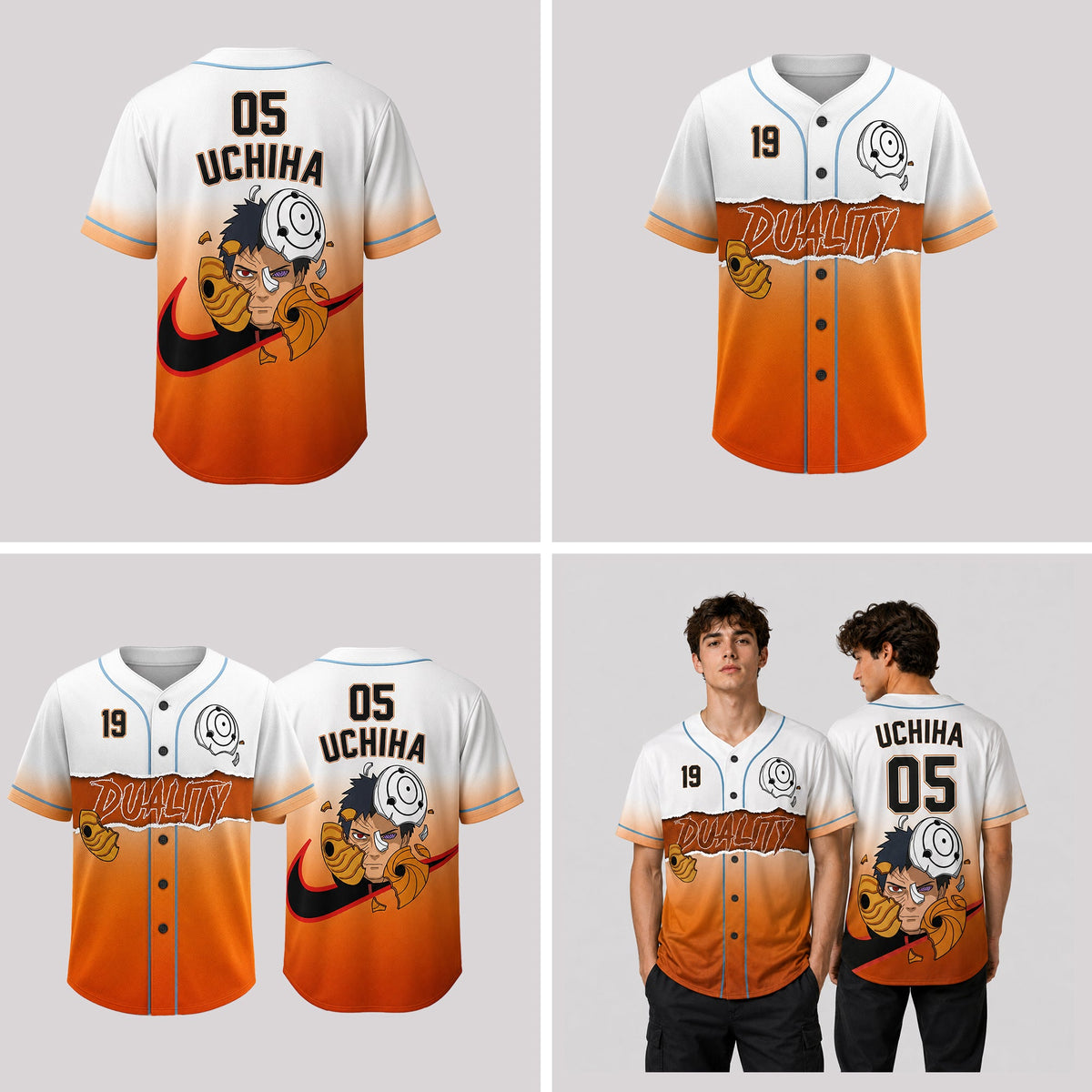 Custom Orange Masked Ninja Baseball Jersey, Personalized Name Number Anime Inspired Shirt - Custom Fan Apparel Image 3