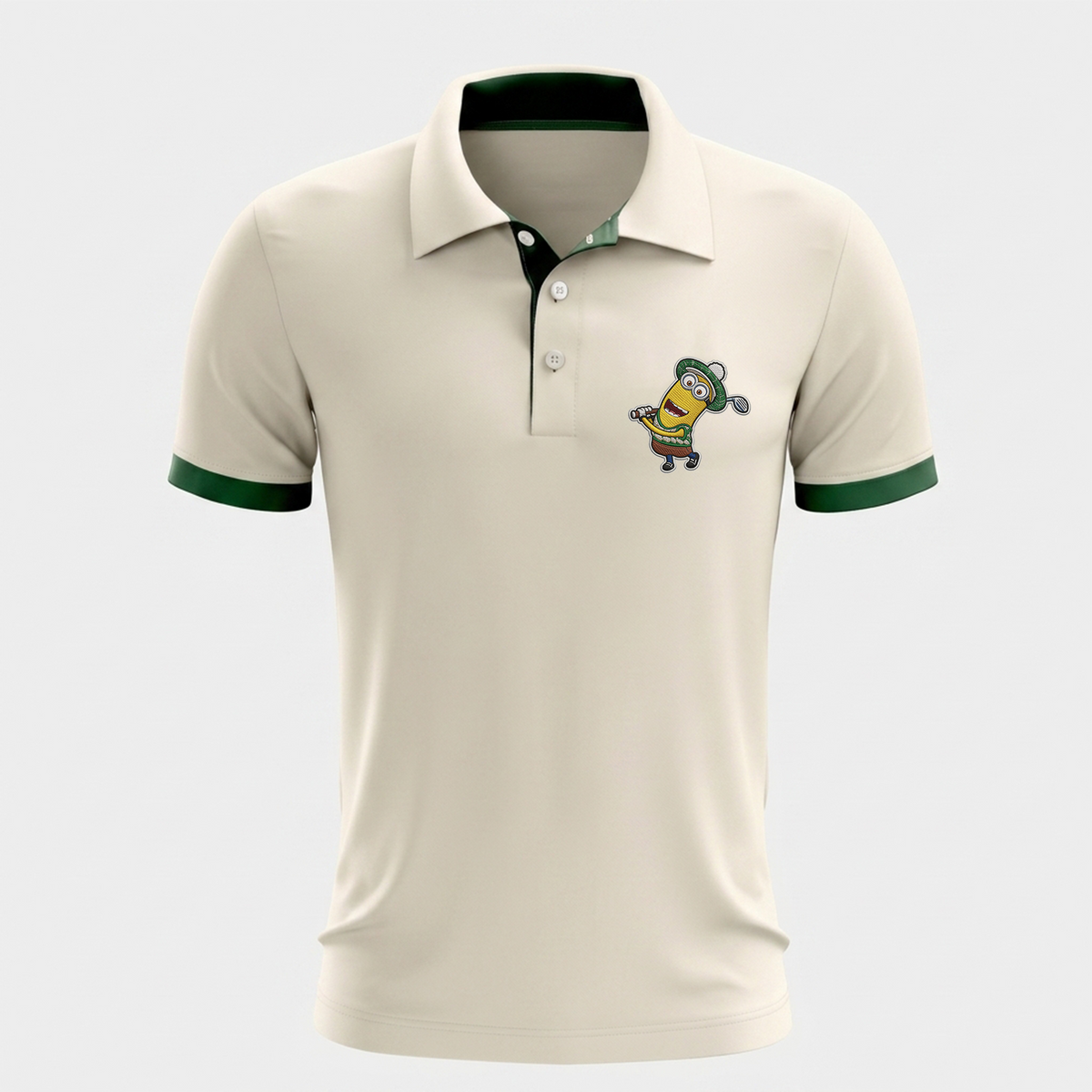 Custom Name Number Polo Shirt — Personalized Men’s Jersey Polo — Cream Green Casual Golf Shirt — Bir - Custom Fan Apparel Image 2