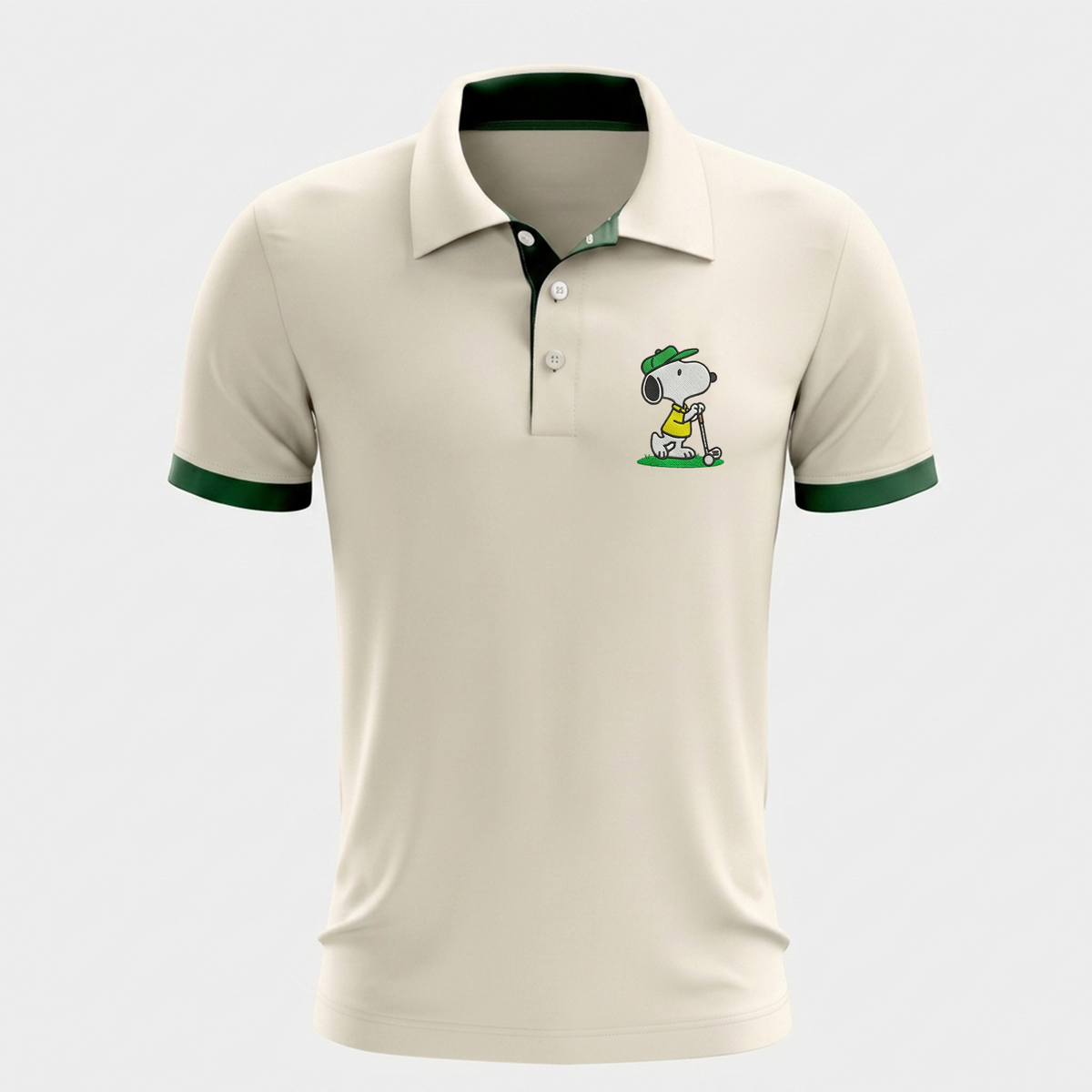 Custom Name Number Polo Shirt — Personalized Men’s Jersey Polo — Cream Green Casual Golf Shirt — Bir - Custom Fan Apparel Image 2