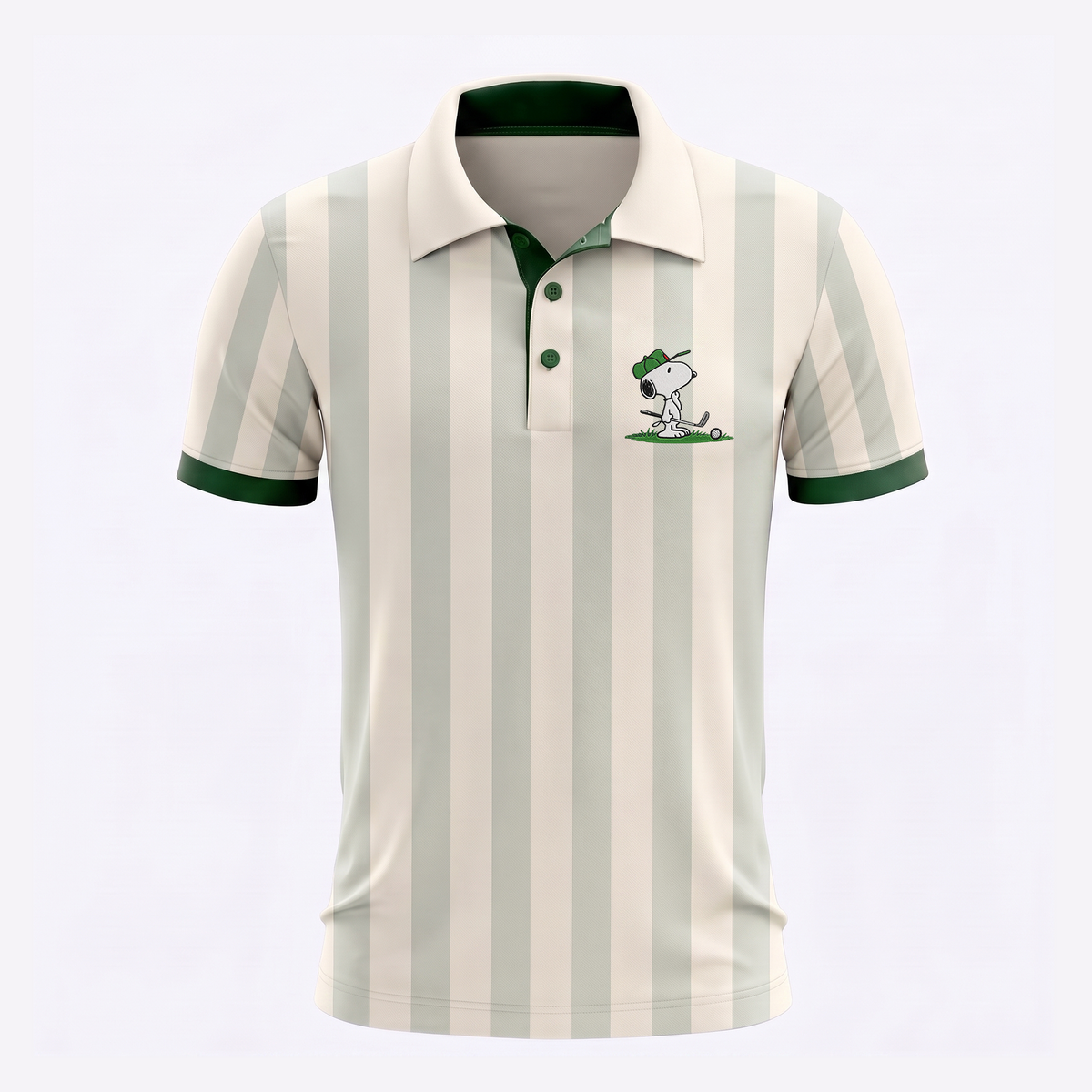 Custom Name Number Polo Shirt — Personalized Men’s Jersey Polo — Cream Green Casual Golf Shirt — Bir - Custom Fan Apparel Image 2