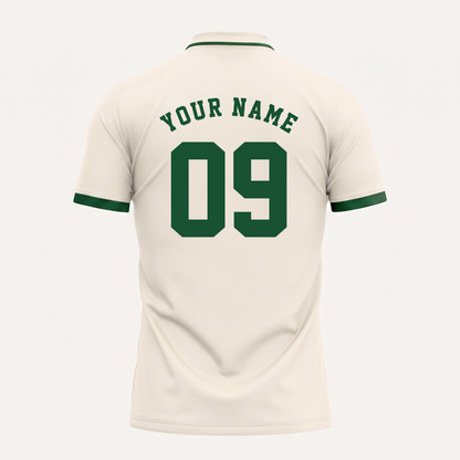 Custom Name Number Polo Shirt — Personalized Men’s Jersey Polo — Cream Green Casual Golf Shirt — Bir - Custom Fan Apparel Image 3