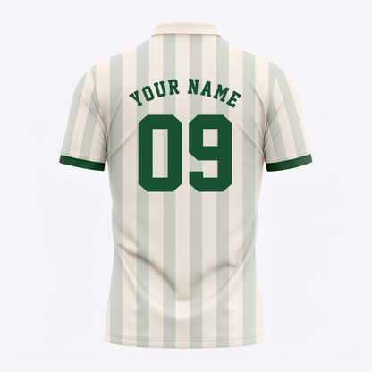 Custom Name Number Polo Shirt — Personalized Men’s Jersey Polo — Cream Green Casual Golf Shirt — Bir - Custom Fan Apparel Image 3
