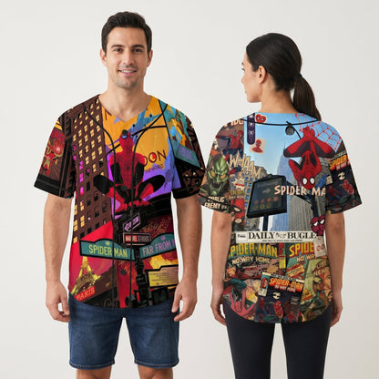 Custom Comic Web Hero Inspired Button Up Jersey - Custom Fan Apparel Image 8