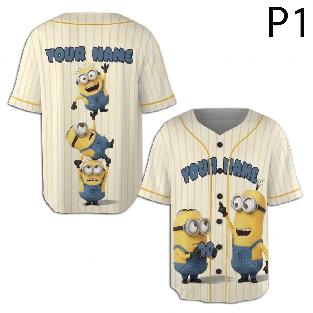 Personalized Baseball Jersey — Custom Name Number Cartoon Character Jersey — Funny Baseball Fan Gift - Custom Fan Apparel Image 1