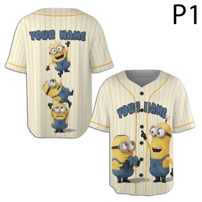 Personalized Baseball Jersey — Custom Name Number Cartoon Character Jersey — Funny Baseball Fan Gift - Custom Fan Apparel Image 1