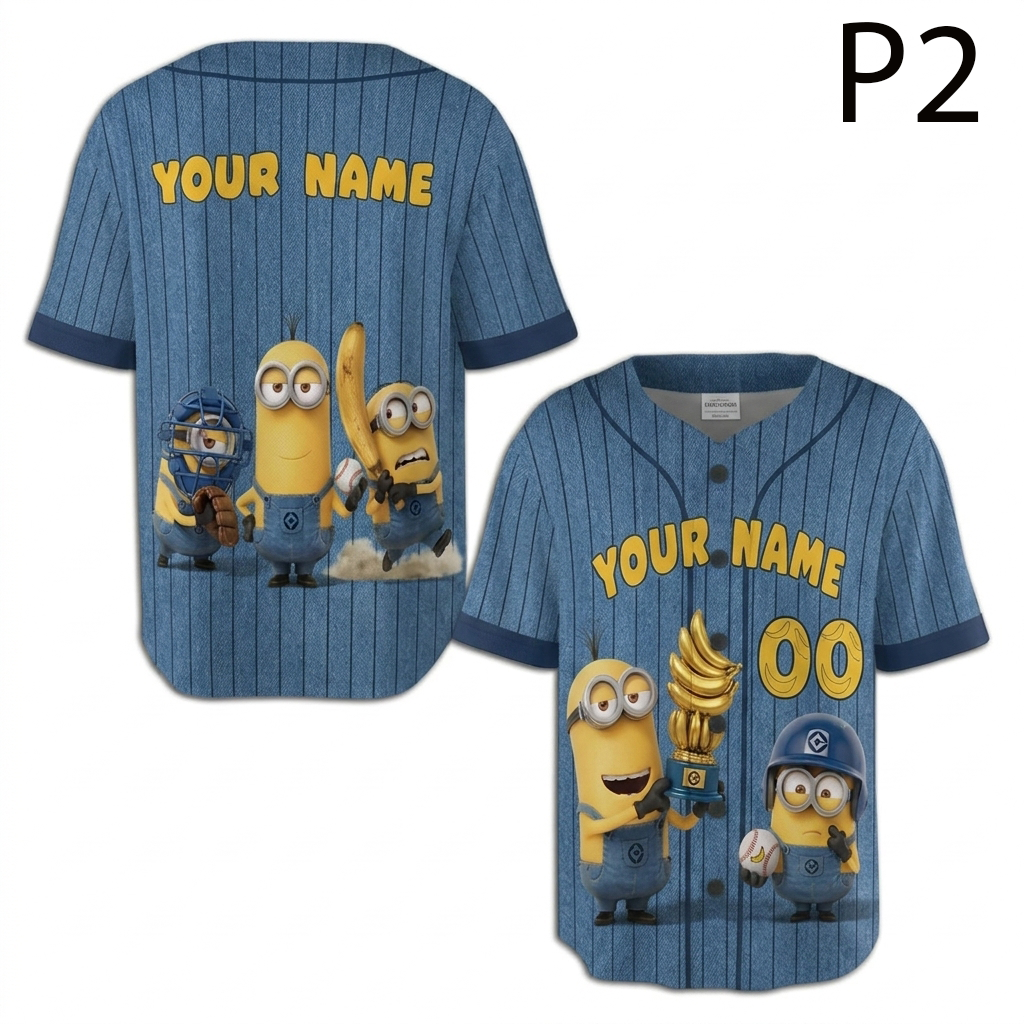 Personalized Baseball Jersey — Custom Name Number Cartoon Character Jersey — Funny Baseball Fan Gift - Custom Fan Apparel Image 3