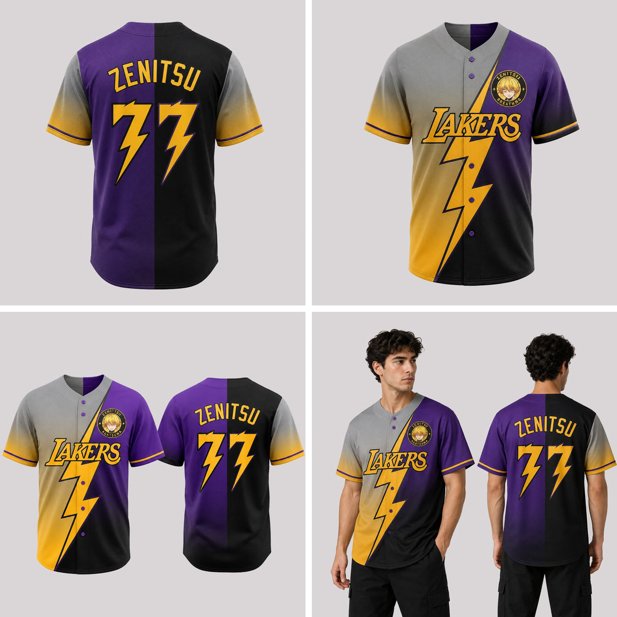 Personalized Yellow Lightning Baseball Jersey, Custom Name Number Basketball Style Shirt - Custom Fan Apparel Image 4