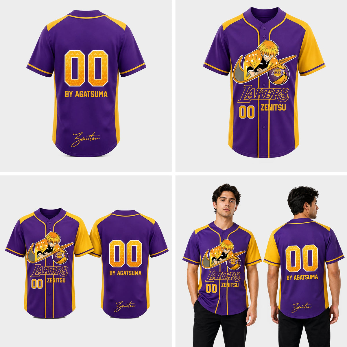 Custom Electric Warrior Baseball Jersey, Purple Gold Anime Style Shirt - Custom Fan Apparel Image 4