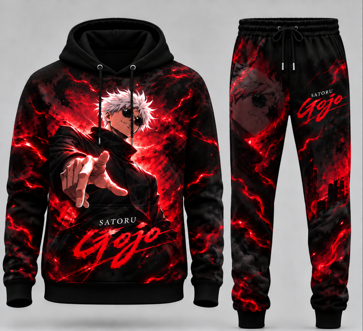 Gojo Satoru Transformation Fan Set — Ninjutsu Kaisen Hoodie & Sweatpants