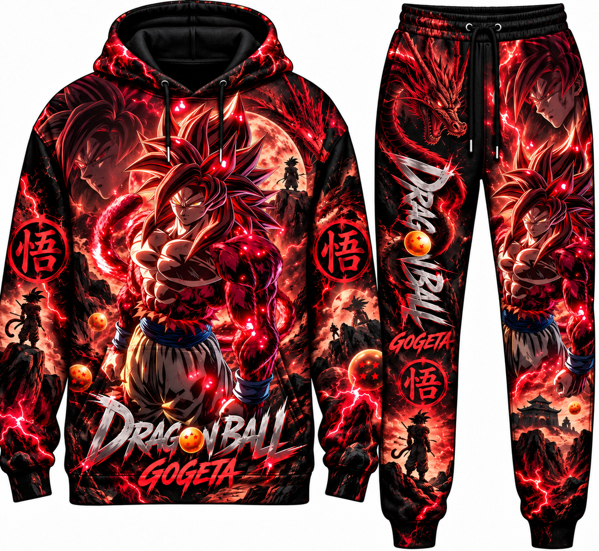 Gogeta Transformation Fan Set — Dragon Ball Hoodie & Sweatpants