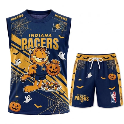 Halloween Basketball Jersey And Shorts Set — Cartoon Cat Sport Fan Outfit | 30 Teams Available