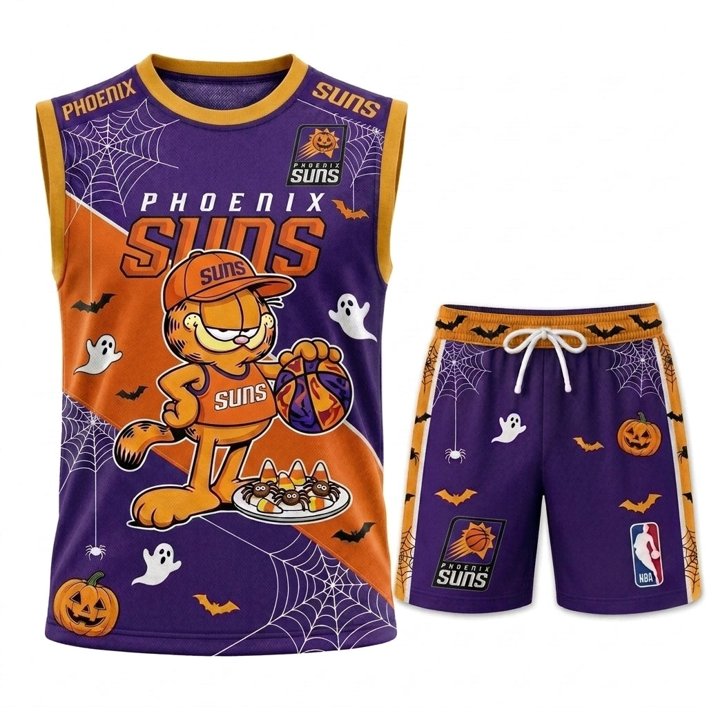 Halloween Basketball Jersey And Shorts Set — Cartoon Cat Sport Fan Outfit | 30 Teams Available - Custom Fan Apparel Image 15
