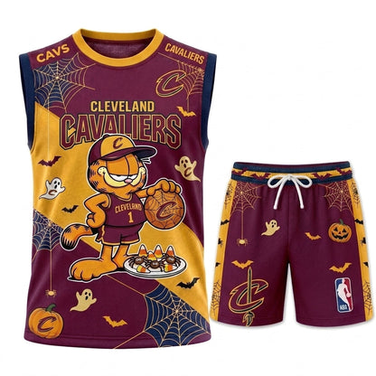 Halloween Basketball Jersey And Shorts Set — Cartoon Cat Sport Fan Outfit | 30 Teams Available - Custom Fan Apparel Image 13