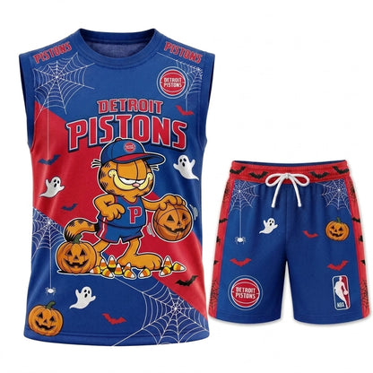 Halloween Basketball Jersey And Shorts Set — Cartoon Cat Sport Fan Outfit | 30 Teams Available