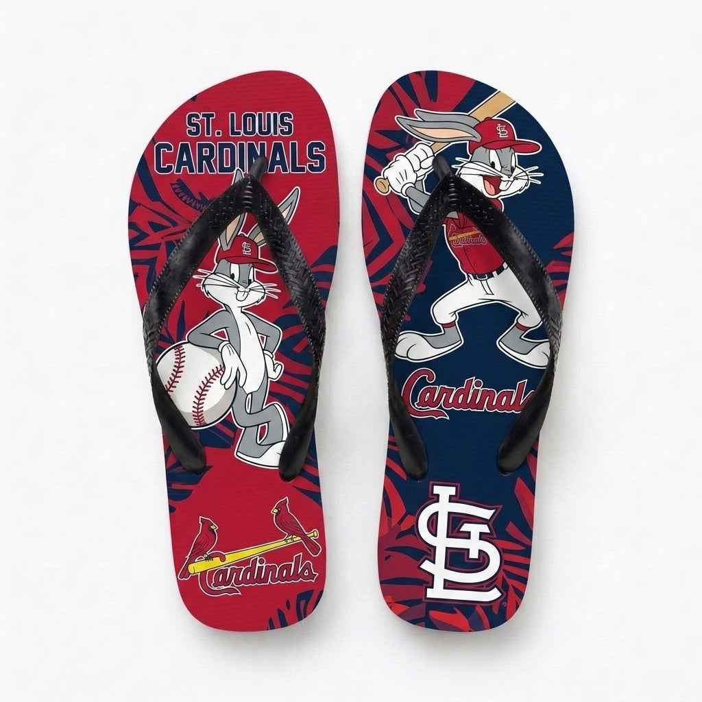 Cartoon Rabbit Baseball Flip Flops — Sport Fan Sandals | 30 Teams Available