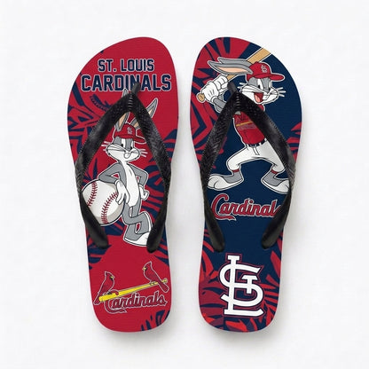 Cartoon Rabbit Baseball Flip Flops — Sport Fan Sandals | 30 Teams Available