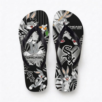 Cartoon Rabbit Baseball Flip Flops — Sport Fan Sandals | 30 Teams Available - Custom Fan Apparel Image 3