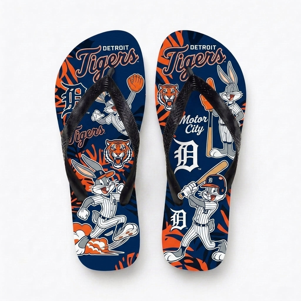 Cartoon Rabbit Baseball Flip Flops — Sport Fan Sandals | 30 Teams Available - Custom Fan Apparel Image 12