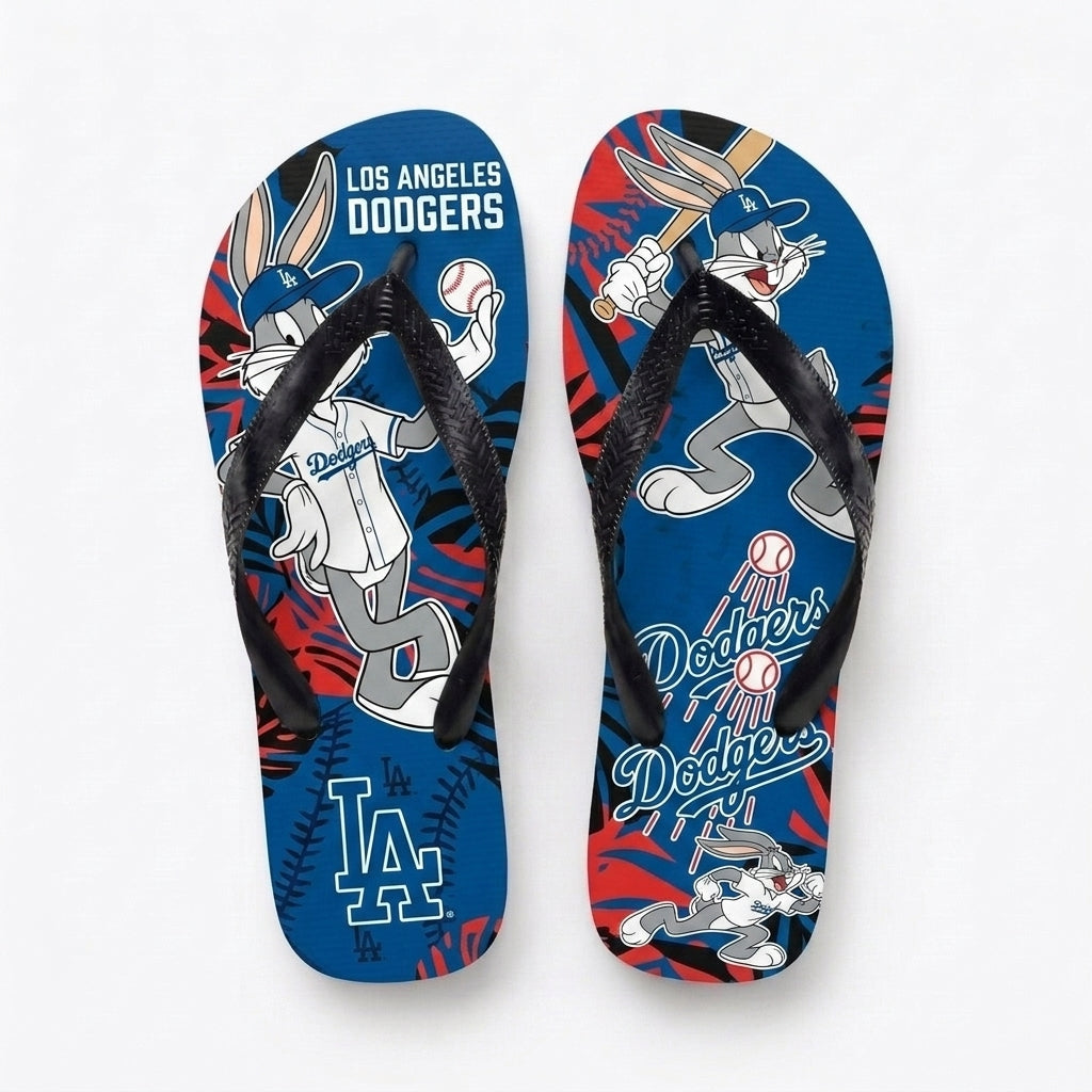 Cartoon Rabbit Baseball Flip Flops — Sport Fan Sandals | 30 Teams Available - Custom Fan Apparel Image 6