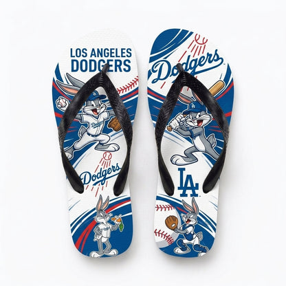 Cartoon Rabbit Baseball Flip Flops — Sport Fan Sandals | 30 Teams Available