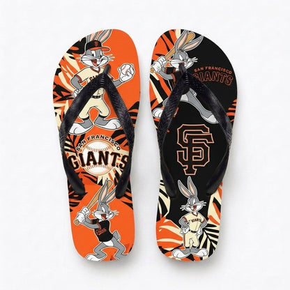Cartoon Rabbit Baseball Flip Flops — Sport Fan Sandals | 30 Teams Available