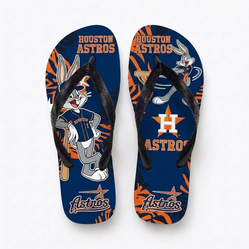 Cartoon Rabbit Baseball Flip Flops — Sport Fan Sandals | 30 Teams Available - Custom Fan Apparel Image 15