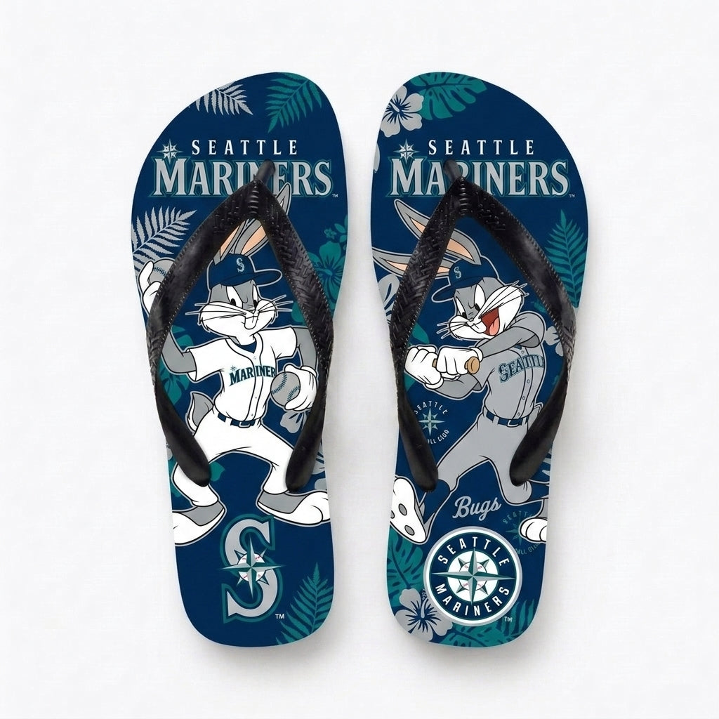 Cartoon Rabbit Baseball Flip Flops — Sport Fan Sandals | 30 Teams Available - Custom Fan Apparel Image 17