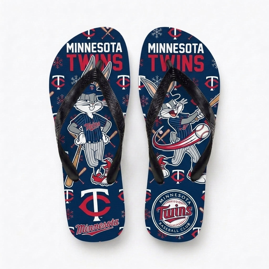 Cartoon Rabbit Baseball Flip Flops — Sport Fan Sandals | 30 Teams Available - Custom Fan Apparel Image 14