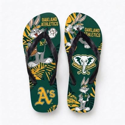Cartoon Rabbit Baseball Flip Flops — Sport Fan Sandals | 30 Teams Available - Custom Fan Apparel Image 4