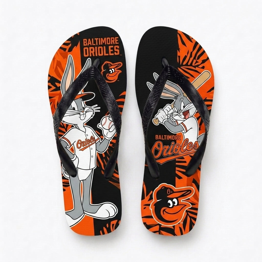 Cartoon Rabbit Baseball Flip Flops — Sport Fan Sandals | 30 Teams Available - Custom Fan Apparel Image 7