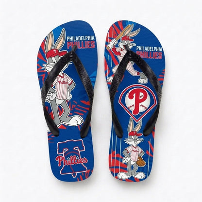 Cartoon Rabbit Baseball Flip Flops — Sport Fan Sandals | 30 Teams Available