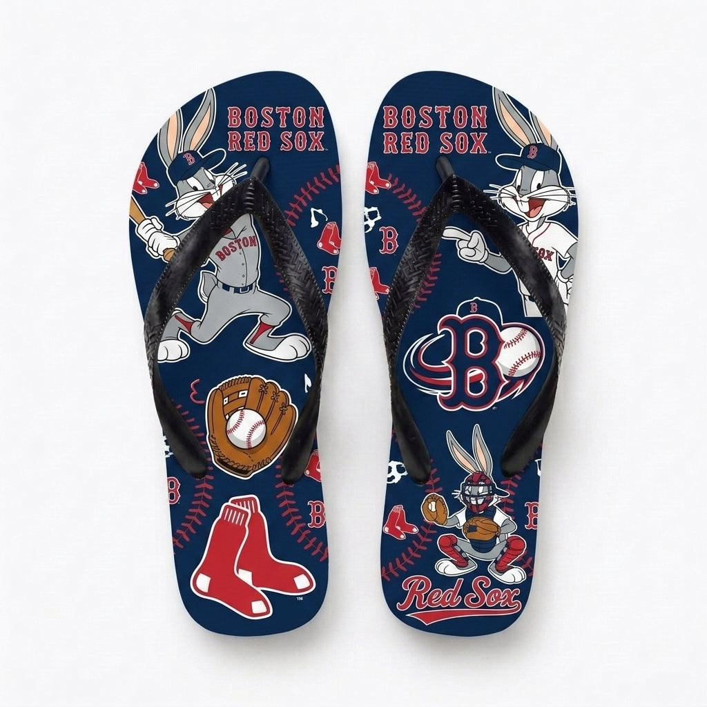 Cartoon Rabbit Baseball Flip Flops — Sport Fan Sandals | 30 Teams Available - Custom Fan Apparel Image 8