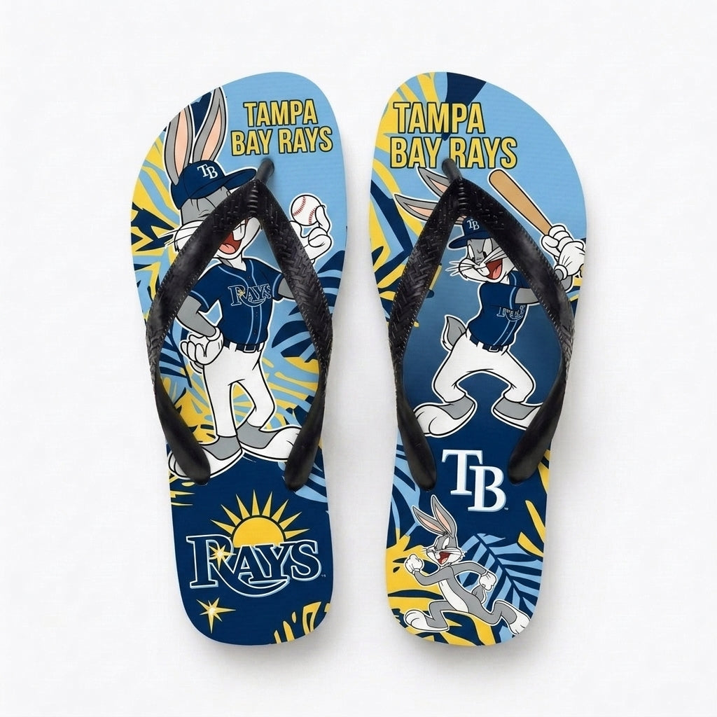 Cartoon Rabbit Baseball Flip Flops — Sport Fan Sandals | 30 Teams Available - Custom Fan Apparel Image 9