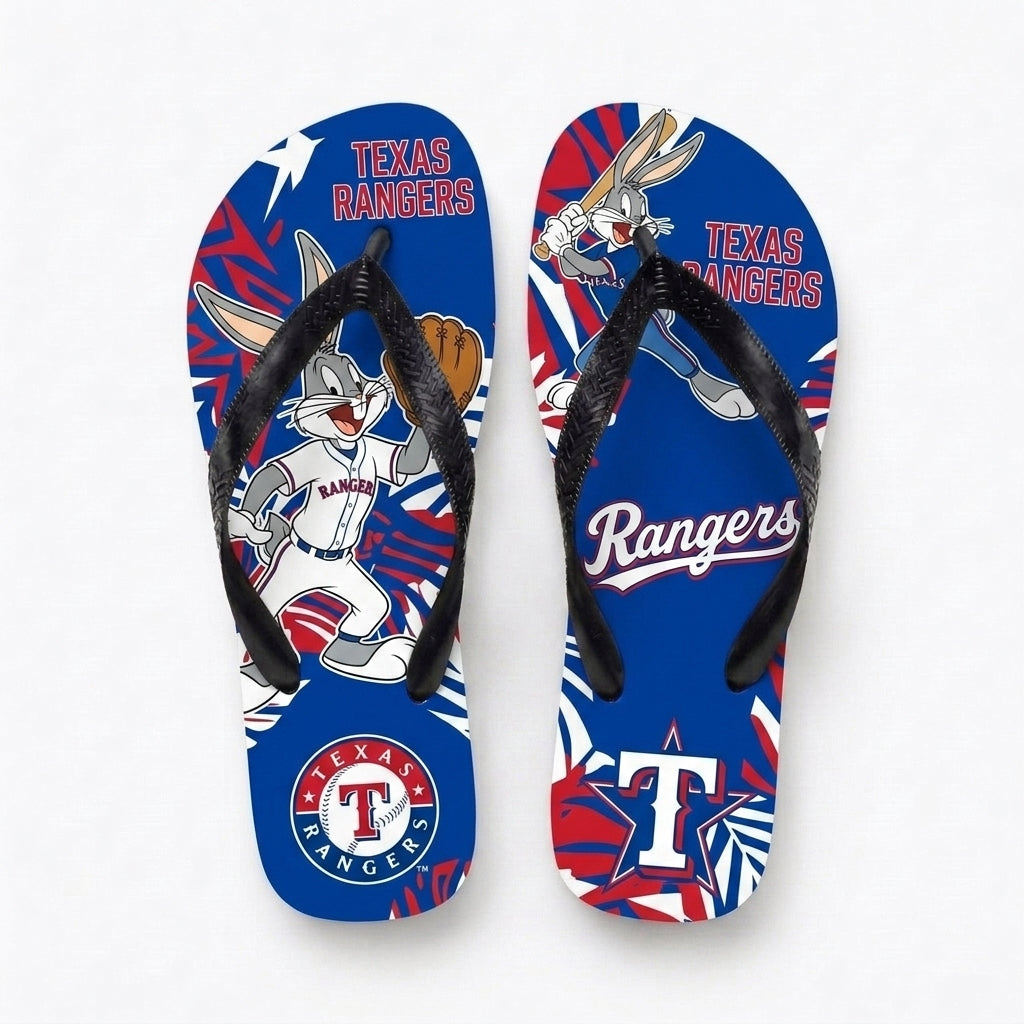 Cartoon Rabbit Baseball Flip Flops — Sport Fan Sandals | 30 Teams Available - Custom Fan Apparel Image 18