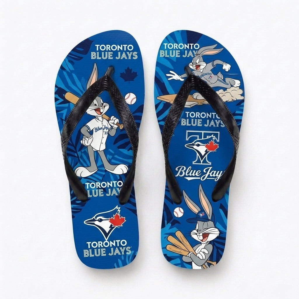 Cartoon Rabbit Baseball Flip Flops — Sport Fan Sandals | 30 Teams Available - Custom Fan Apparel Image 10