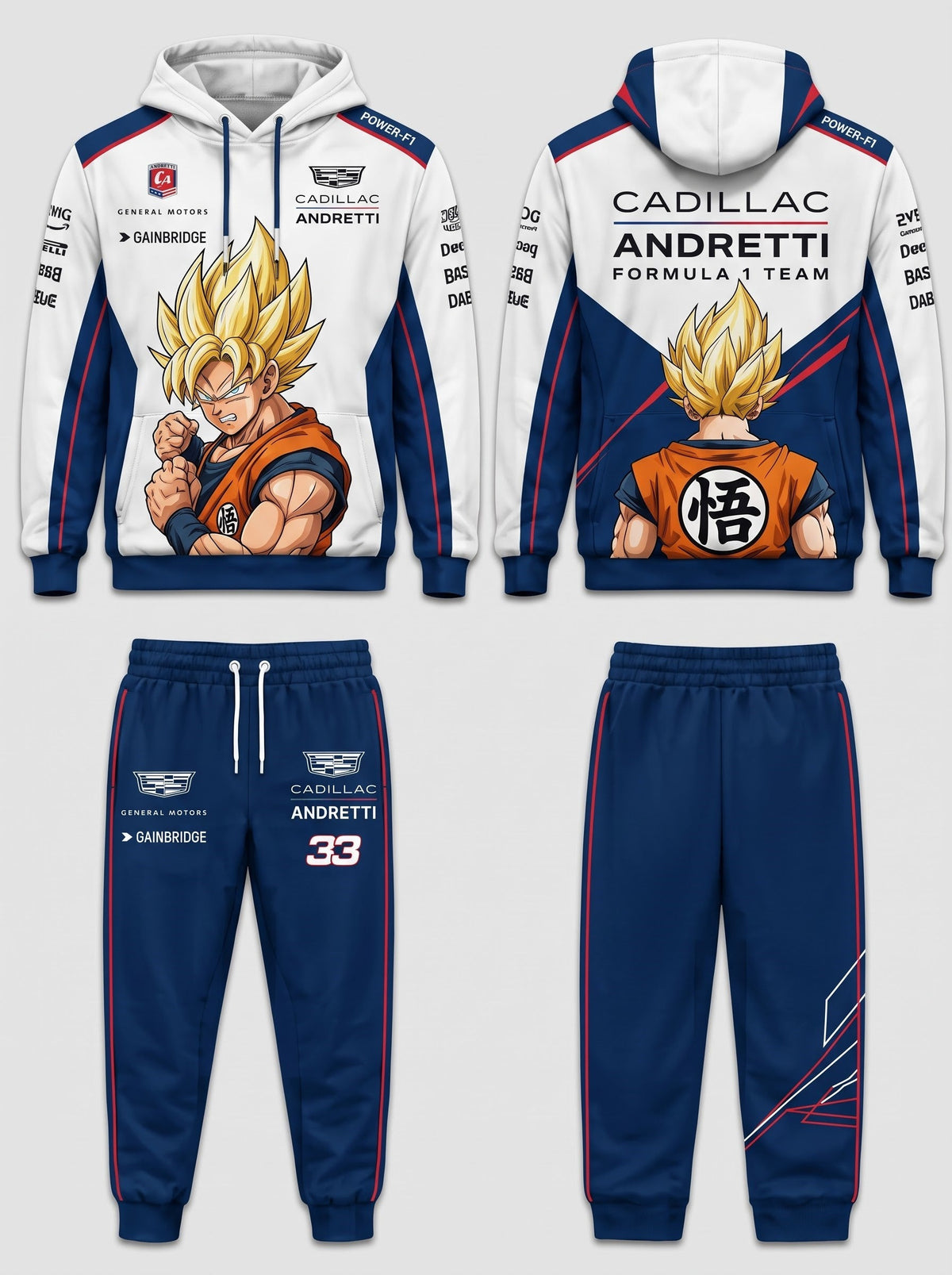 Sport Racing F1 x Son Goku Set — Hoodie & Sweatpants | 11 Formula Team Inspired Dragon Style