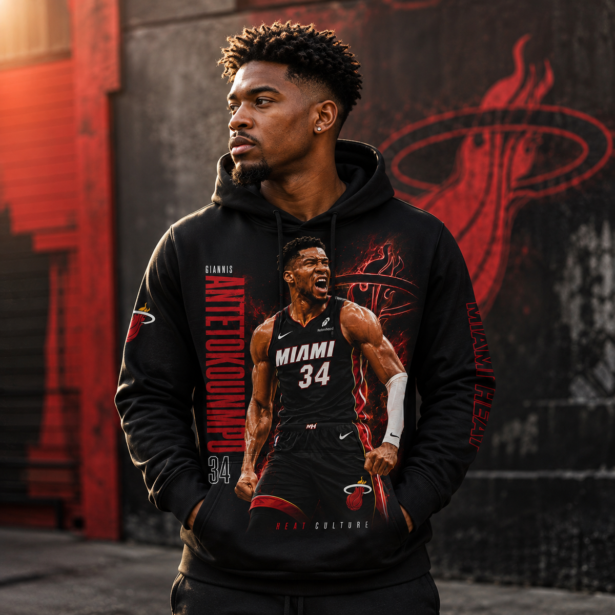 Giannis Antetokounmpo 34 Miami Basketball Fan Shirt, Hoodie, Sweatshirt & Zip Hoodie | Heat Inspired NBA Apparel