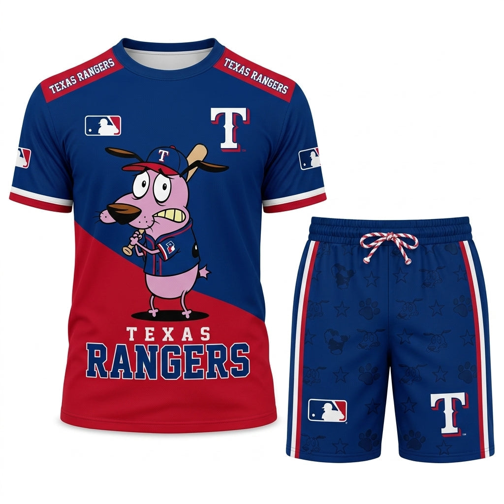 Sport Fan Set T-Shirt + Shorts — Cartoon Dog Baseball Inspired Outfit | All 30 Teams Available