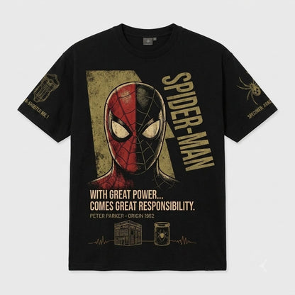 Black Long Sleeve Shirt — Comic Web Hero Inspired Back Print Tee — Superhero Fan Streetwear Gift - Custom Fan Apparel Image 1