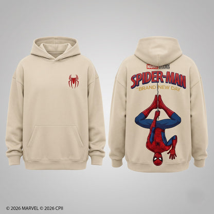 Cream Long Sleeve Shirt — Comic Web Hero Inspired Back Print Tee — Superhero Fan Streetwear Gift - Custom Fan Apparel Image 5